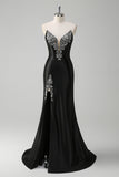 Sparkly Black Mermaid Beaded Long Prom Dress with Slit