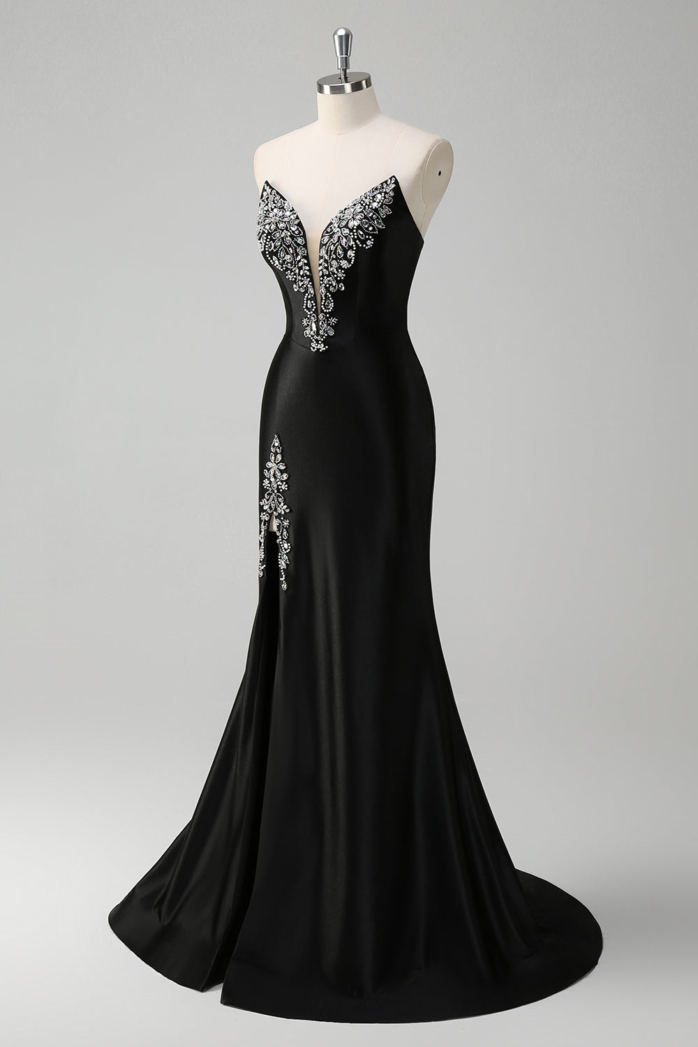 Sparkly Black Mermaid Beaded Long Prom Dress with Slit