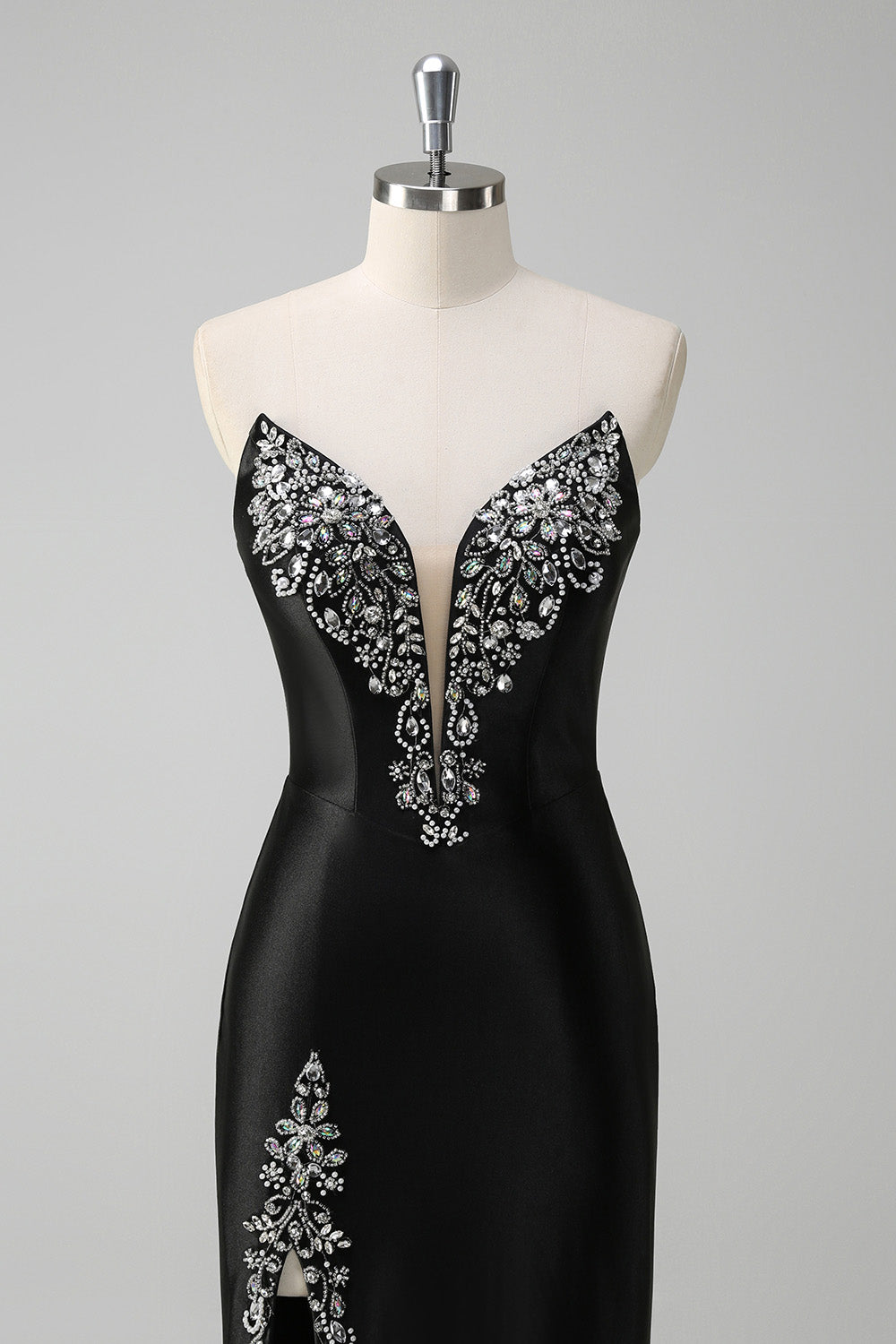 Sparkly Black Mermaid Beaded Long Prom Dress with Slit