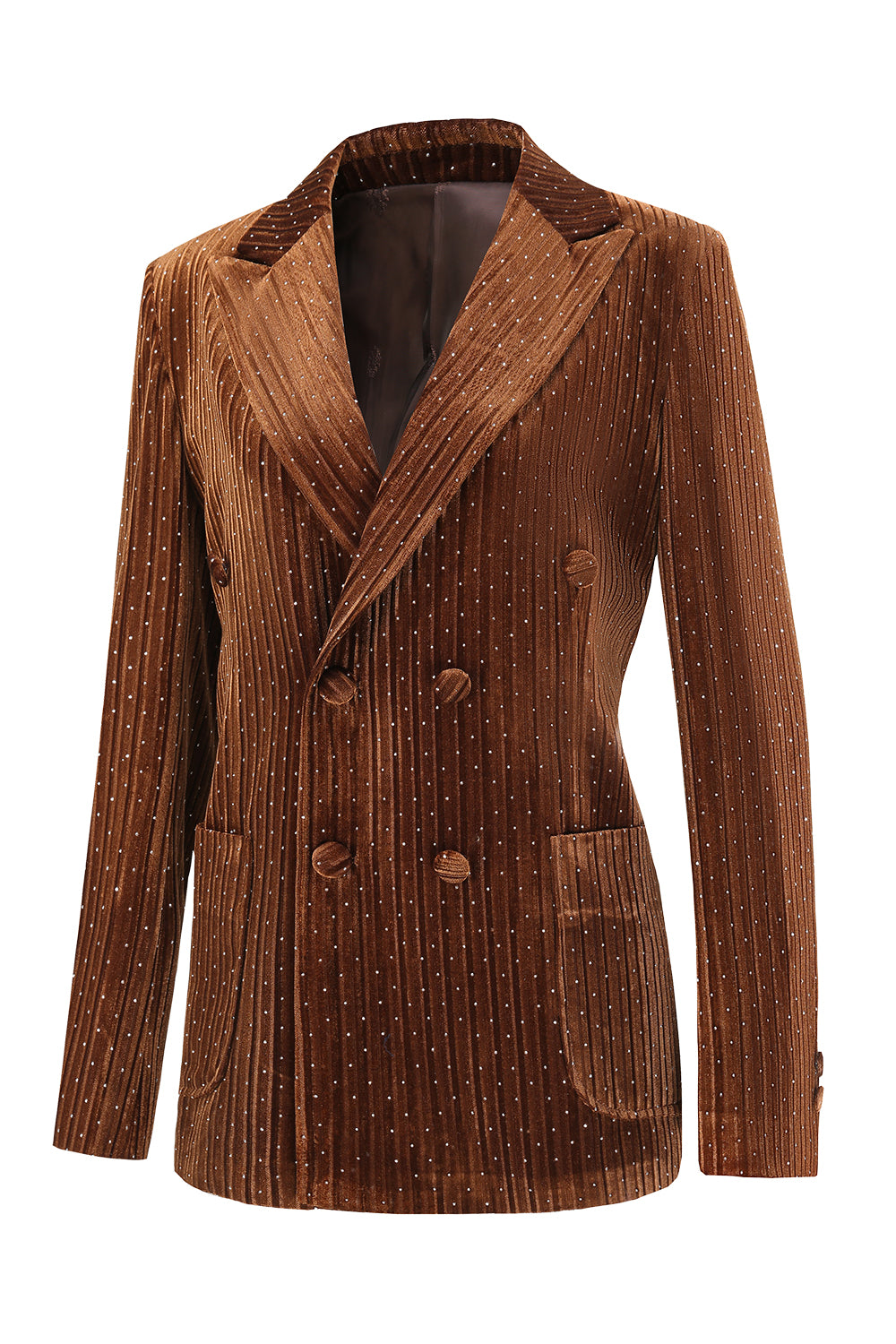 Velvet Coffee Peak Lapel Single Breasted Women's Blazer