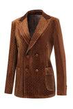 Velvet Coffee Peak Lapel Single Breasted Women's Blazer