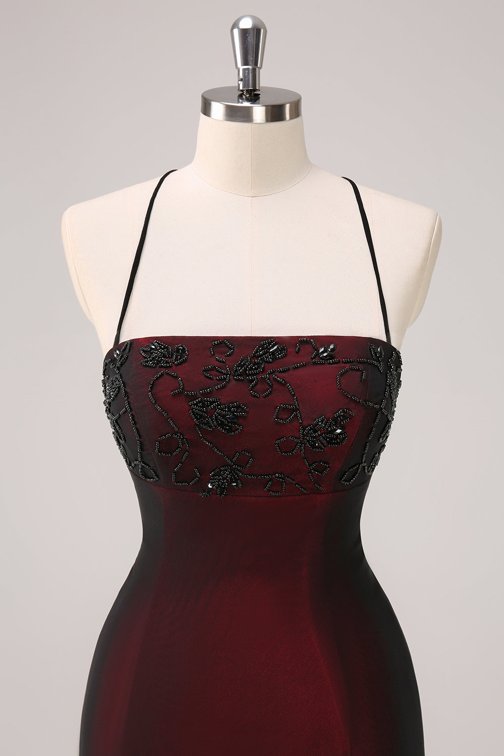 Zapakasa Women Black Red Mermaid Long Bridesmaid Dress with Beading Spaghetti Straps 90s Vintage Formal Dress with Criss Cross Back Zapakasa Women Black Red Mermaid Long Bridesmaid Dress with Beading Spaghetti Straps 90s Vintage Formal Dress with Criss Cross Back