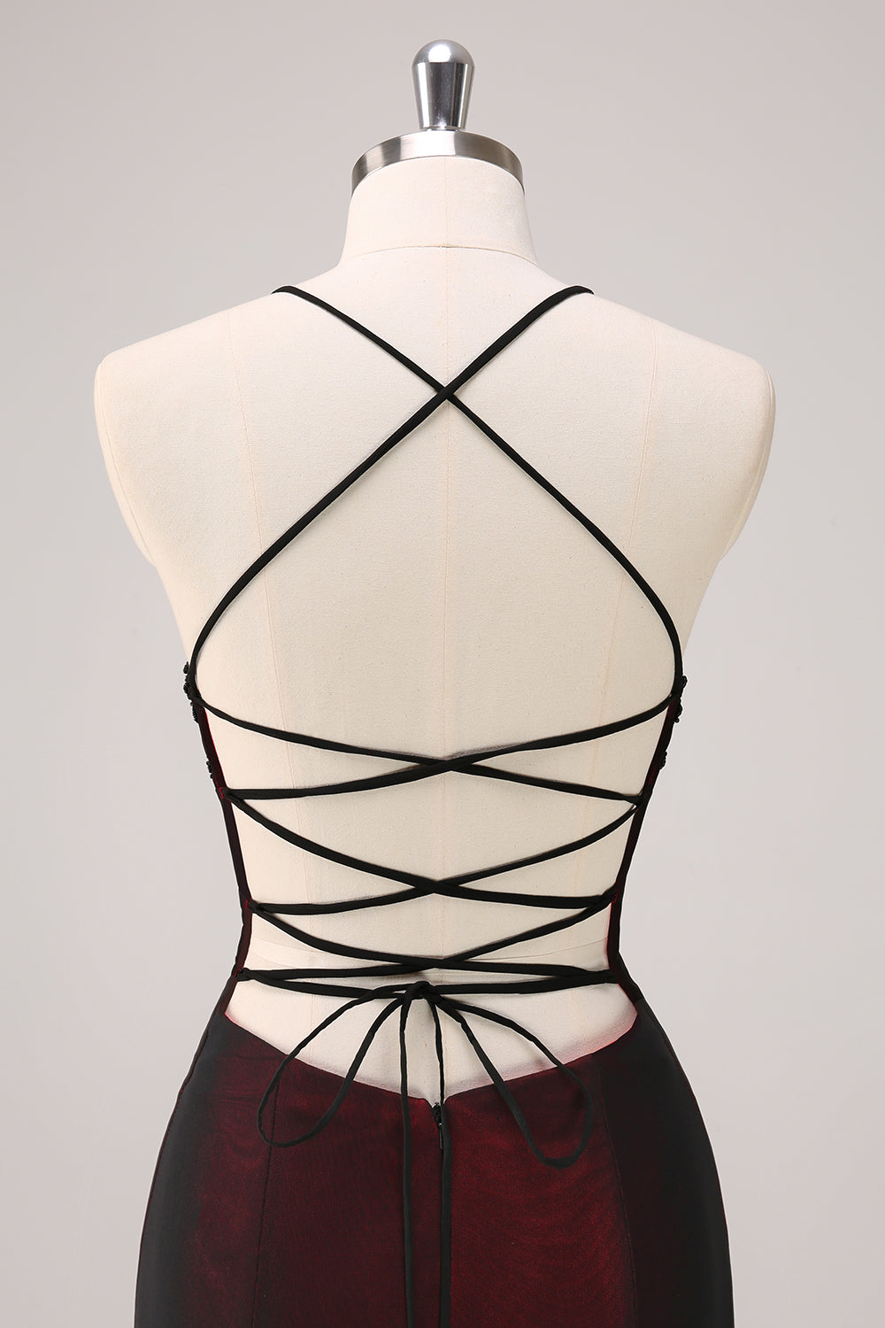 Zapaka Women Black Red Bridesmaid Dress with Beading Spaghetti Straps Mermaid Formal Dress with Criss Cross Back, Black Red / US8 Zapaka Women Black Red Bridesmaid Dress with Beading Spaghetti Straps Mermaid Formal Dress with Criss Cross Back, Black Red / US8