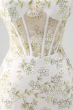 Light Green Floral Mermaid Off The Shoulder Prom Dress with Slit