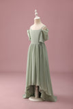 Sage Cold Shoulder A-Line Junior Bridesmaid Dress