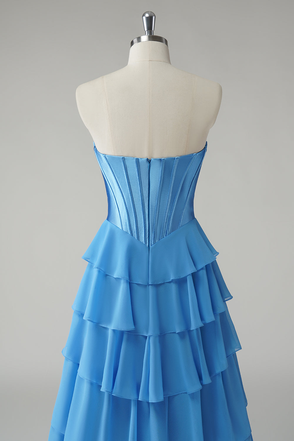 Zapaka Women Blue Long Prom Dress with Slit Sweetheart Ruffled A Line Sweetheart Corset Ball Gown, Blue / US24W Zapaka Women Blue Long Prom Dress with Slit Sweetheart Ruffled A Line Sweetheart Corset Ball Gown, Blue / US24W