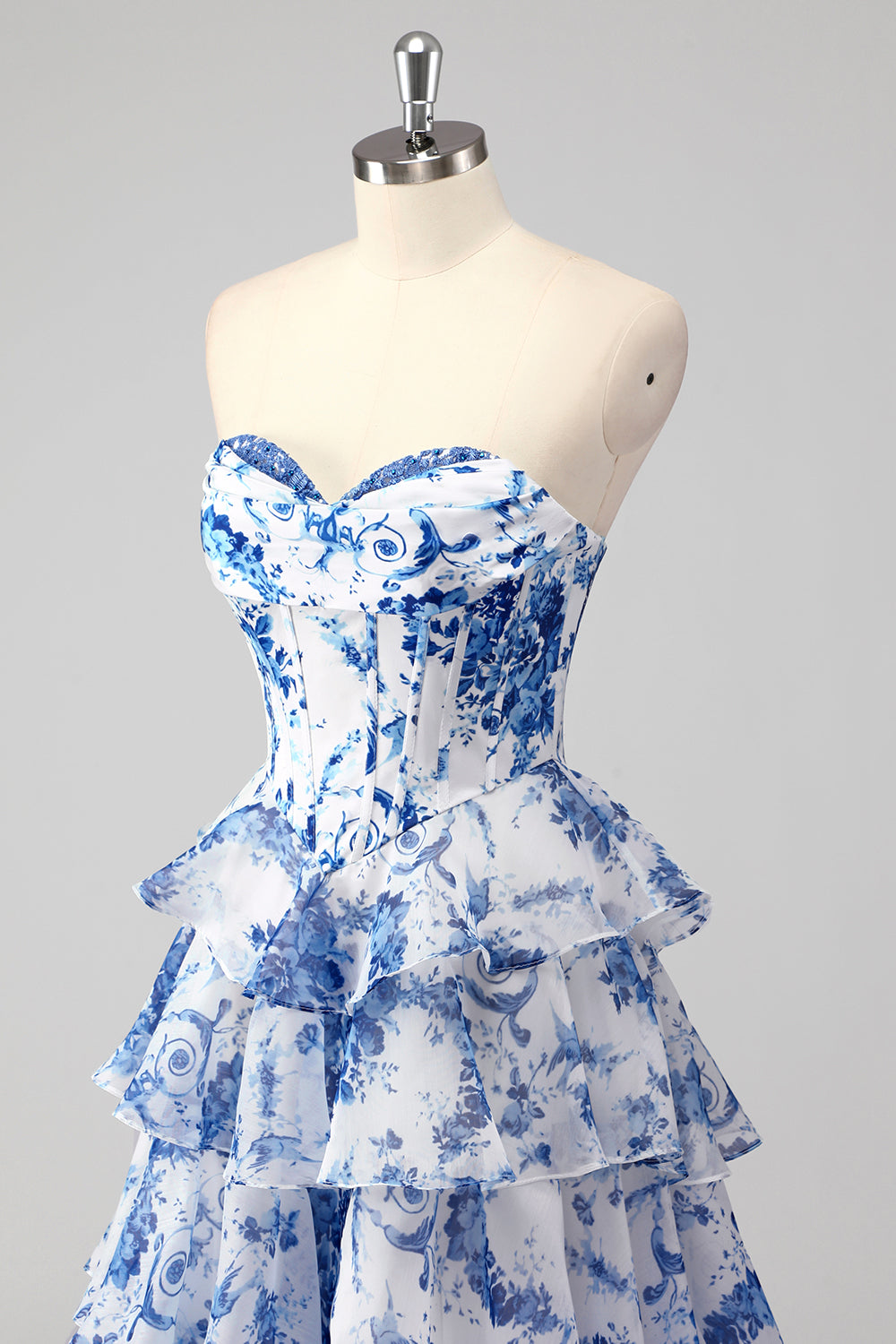 ZAPAKASA Women Blue Long Prom Dress with Slit A-Line Sweetheart Tiered Corset Evening Dress ZAPAKASA Women Blue Long Prom Dress with Slit A-Line Sweetheart Tiered Corset Evening Dress