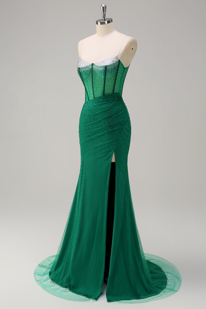 Orange Mermaid Prom Dress with Double Spaghetti Straps and Side Slit      fg4724 main image 1