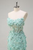 Green Floral Mermaid Tiered Sweetheart Long Prom Dress