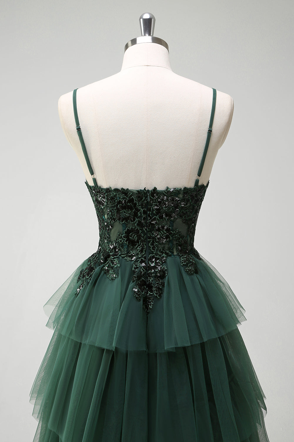 Zapakasa Women Dark Green Floral Sequined Prom Dress A Line Spaghetti Straps Corset Tulle Formal Dress Zapakasa Women Dark Green Floral Sequined Prom Dress A Line Spaghetti Straps Corset Tulle Formal Dress