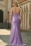 Plus Size Floral Lilac Mermaid Long Corset Prom Dress with Slit
