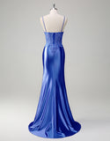 Lilac Floral Mermaid Corset Long Prom Dress with Slit