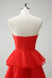 Orange Sweetheart Ruffled Long Prom Dress with Slit