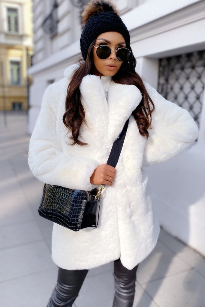 Adelina - Fluffy Long Coat With Pockets
