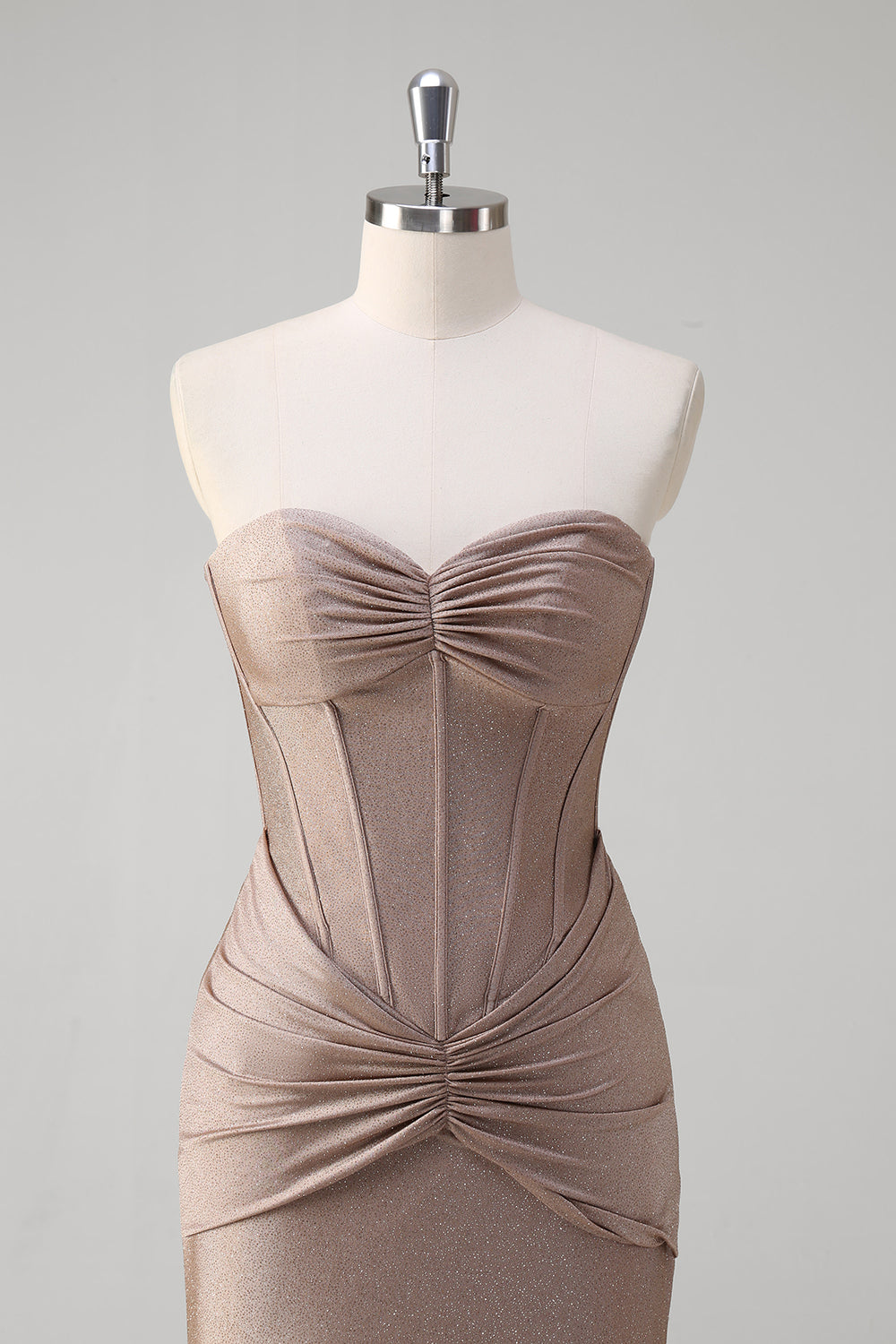 Sparkly Khaki Mermaid Sweetheart Satin Long Prom Dress