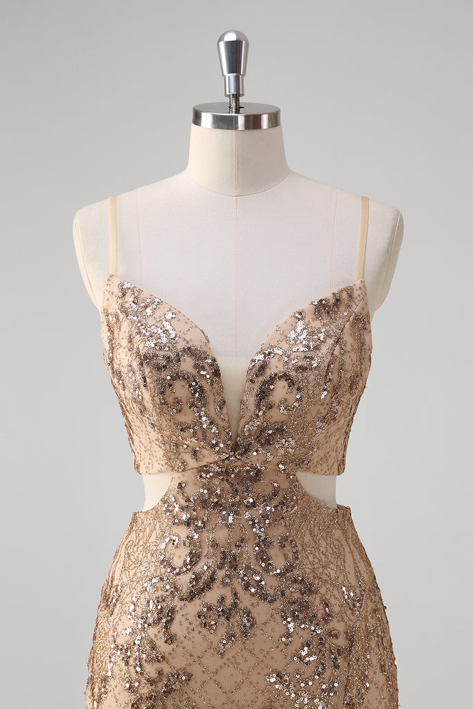 Mermaid Chiffon One Strap Dress with Slit Champagne Plus Size