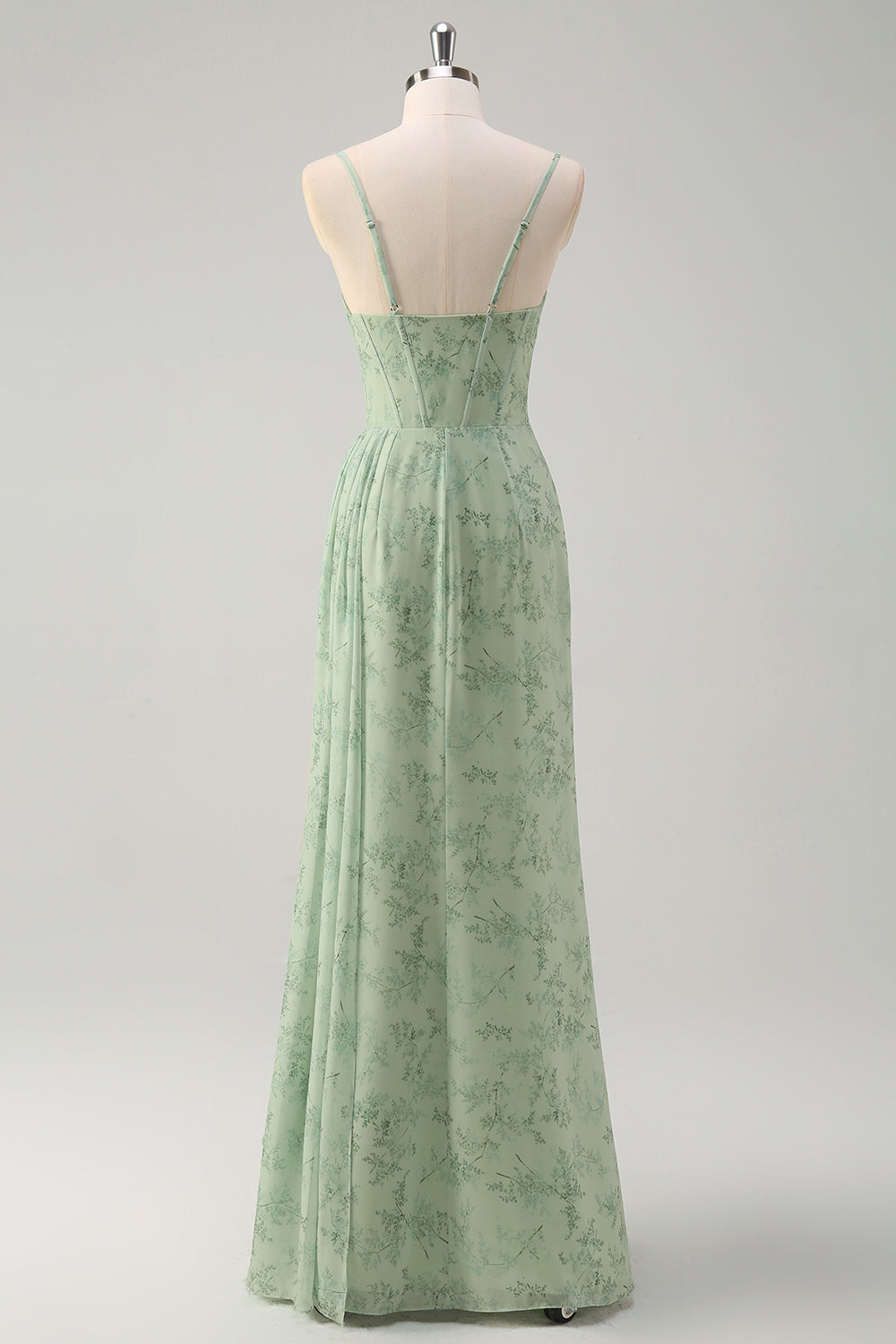 Zapakasa Women Dusty Sage Chiffon Floral Corset Print Bridesmaid Dress with Slit A-Line Long Spaghetti Straps Wedding Guest Dress Zapakasa Women Dusty Sage Chiffon Floral Corset Print Bridesmaid Dress with Slit A-Line Long Spaghetti Straps Wedding Guest Dress