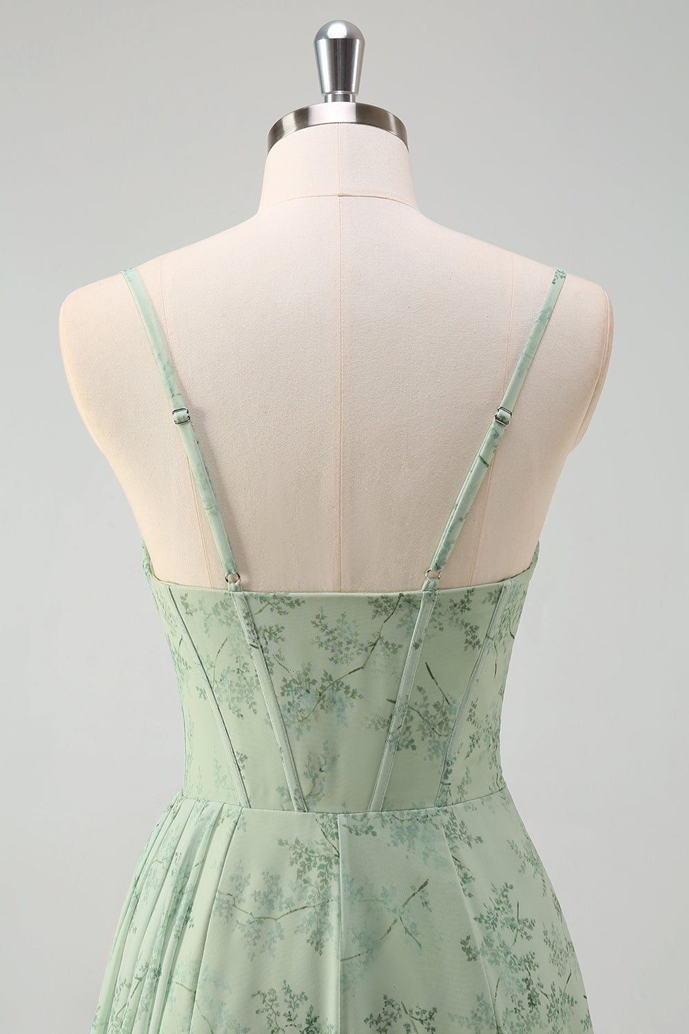 Zapakasa Women Dusty Sage Chiffon Floral Corset Print Bridesmaid Dress with Slit A-Line Long Spaghetti Straps Wedding Guest Dress Zapakasa Women Dusty Sage Chiffon Floral Corset Print Bridesmaid Dress with Slit A-Line Long Spaghetti Straps Wedding Guest Dress