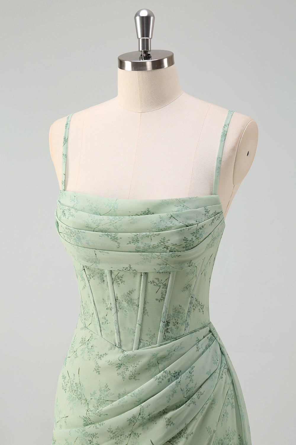Zapaka Women Pink Long Floral Bridesmaid Dress with Slit Mermaid Corset Ruched Chiffon Spaghetti Straps Wedding Guest Dress, Dusty Sage / US16W Zapaka Women Pink Long Floral Bridesmaid Dress with Slit Mermaid Corset Ruched Chiffon Spaghetti Straps Wedding Guest Dress, Dusty Sage / US16W
