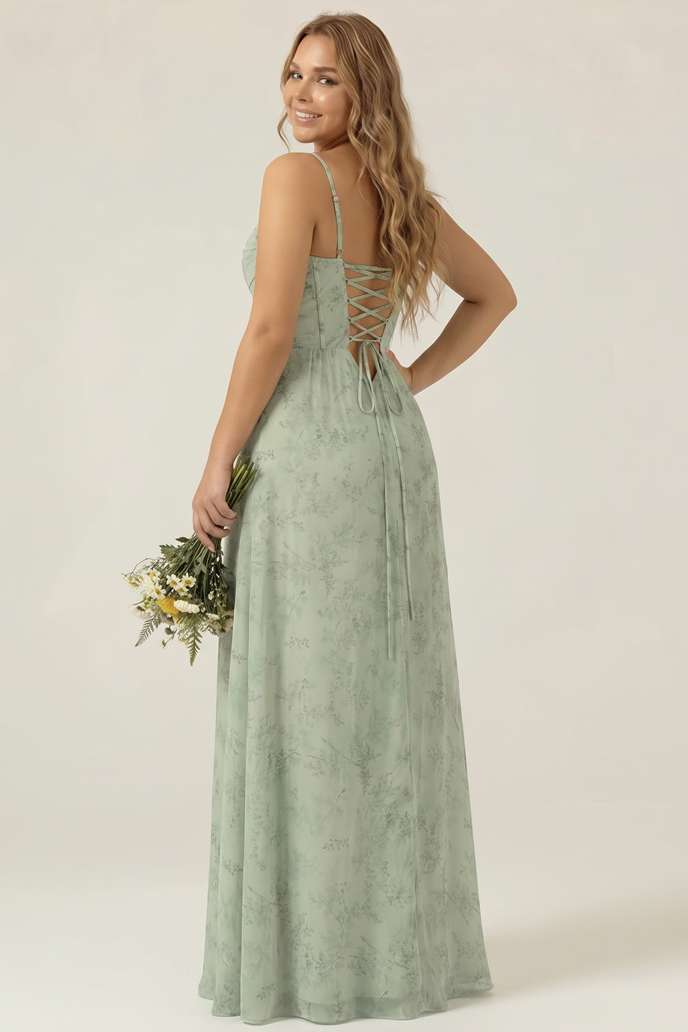 sage green corset bridesmaid dresses ZAPAKA Women Pink Long Floral Dress with Slit Mermaid Ruched Chiffon Spaghetti Straps Wedding Guest Dress, Dusty / US16W satin sage green bridesmaid dresses