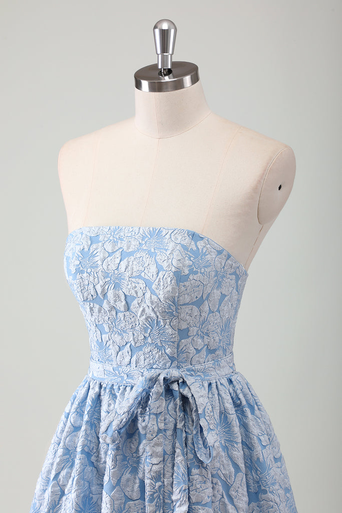 Chiffon Strapless Ball Gown Ruffle Prom Dress With Bow Papaya
