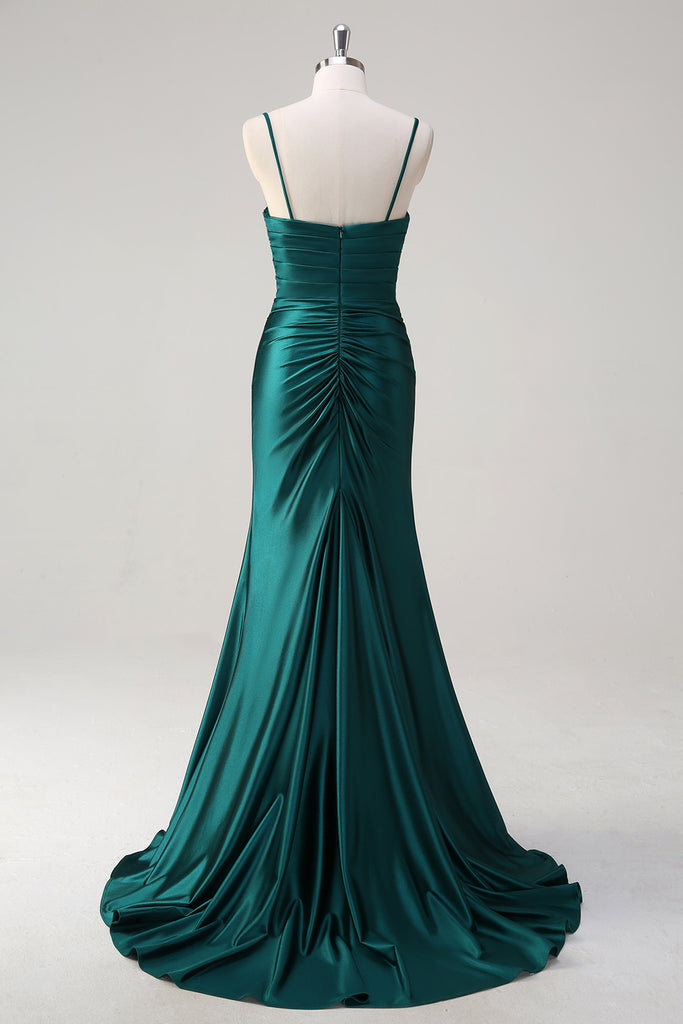 Light Green Straps Mermaid Ruffles Long Evening Party Dresses Birthday Outfits, DP5007 main image 1