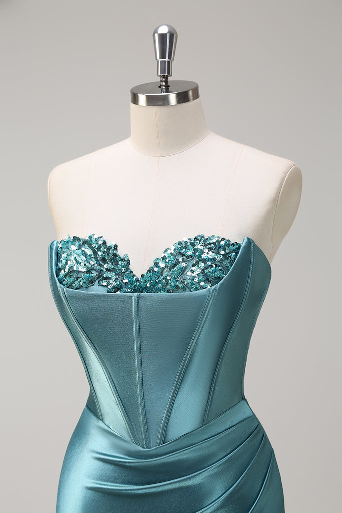Sexy Green Sweetheart Mermaid Side Slit Long Prom Dress Ideas, Evening Party Dresses, OLP1302 main image 1