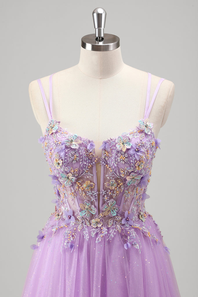 Sparkly Lilac A-Line Corset Ball Dress with Rhinestones main image 0