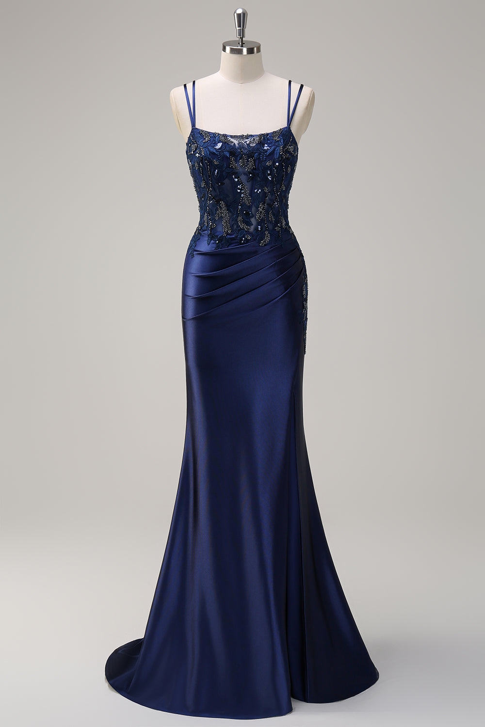 navy blue spaghetti strap dress Zapakasa Women Mermaid Appliques Prom Satin Evening Dress with Slit Solace London Joni Maxi SIZE:13 This silk satin slip full-bust