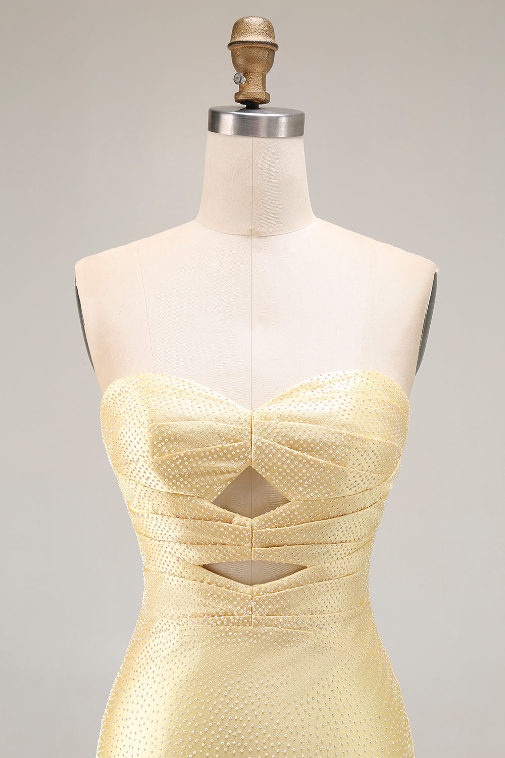 Sparkly Yellow Mermaid Beaded Keyhole Long Prom Dress with Slit