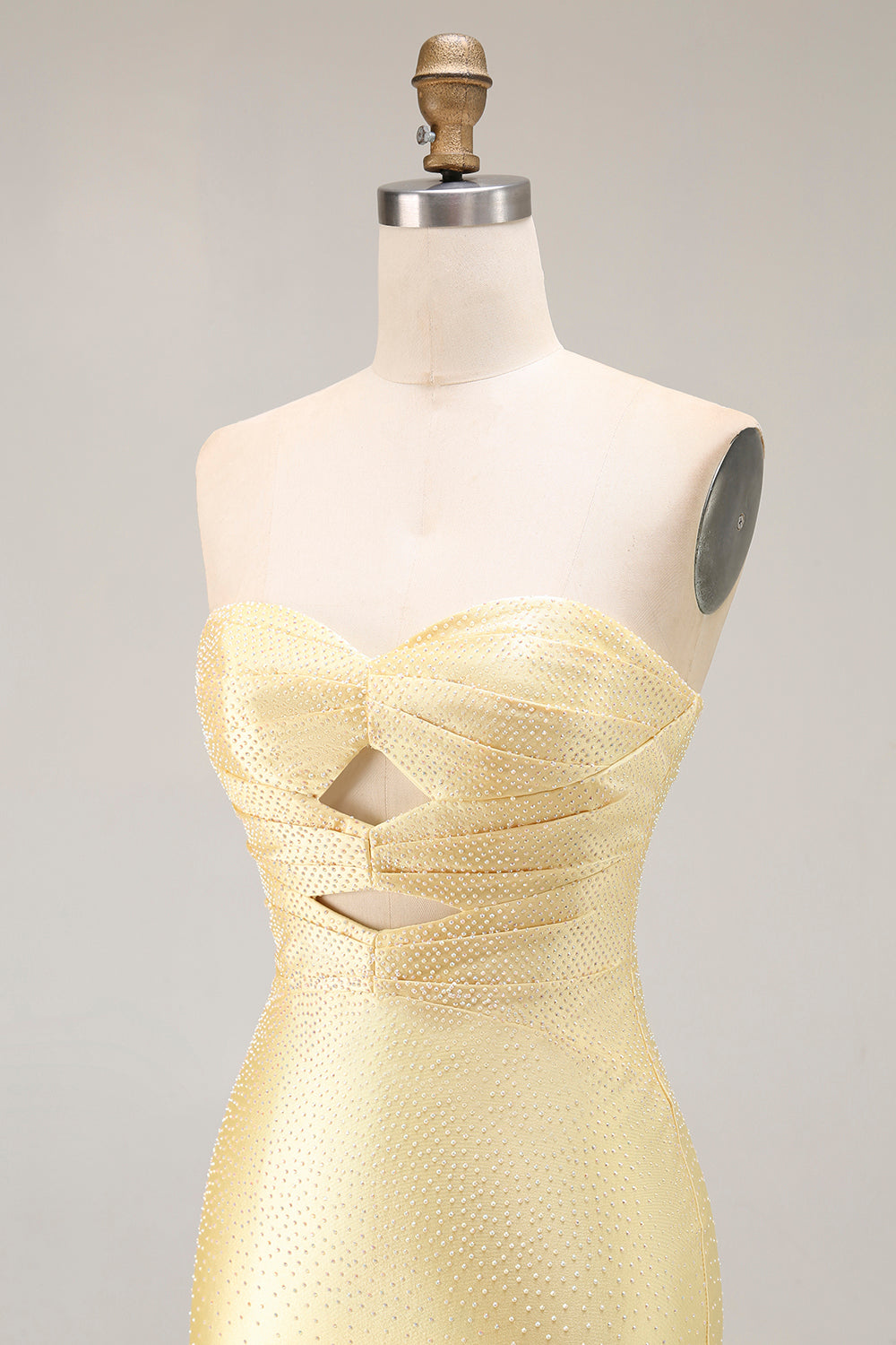 Sparkly Yellow Mermaid Beaded Keyhole Long Prom Dress with Slit