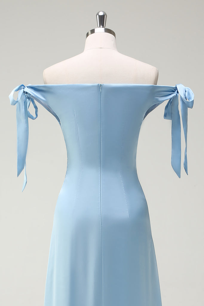 Chiffon Off Shoulder Belt Sheath Bridesmaid Dress - White main image 0