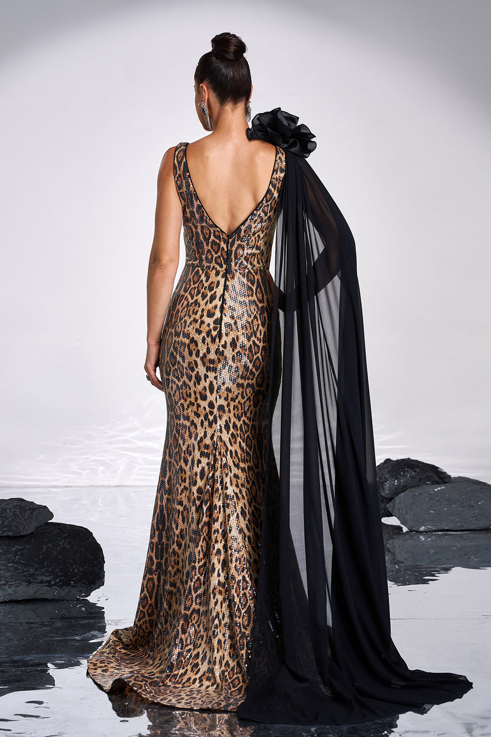 leopard print mermaid dress Portia & Scarlett Leopard Print Mermaid Prom Dress PS26023 Leopard / 2