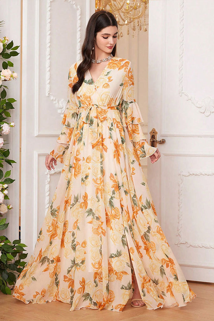 Yellow A-line Chiffon Prom Dress Yellow Evening Dress Y5815