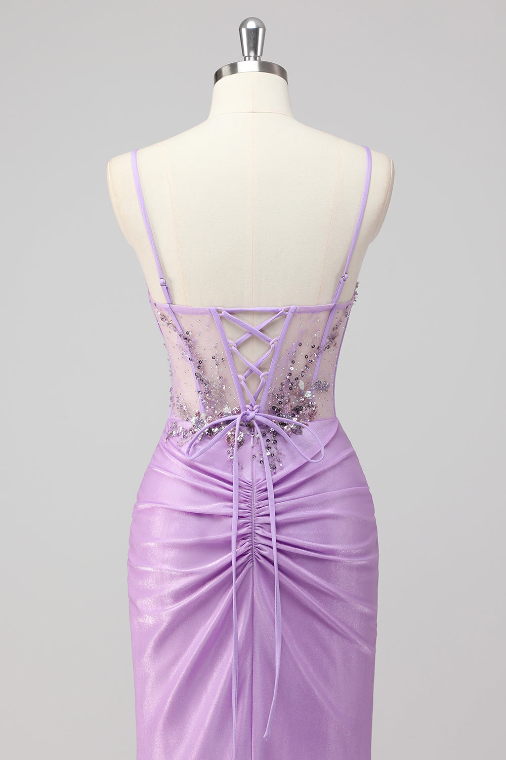 Sparkly Purple Mermaid Corset Sequin Long Prom Dress