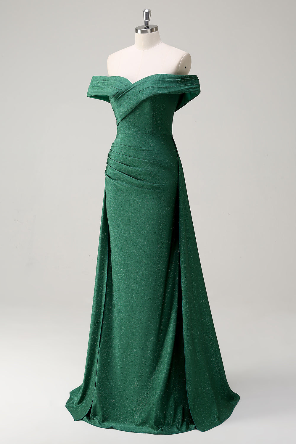 Zapakasa Women Glitter Dark Green Mermaid Prom Dress Off the Shoulder