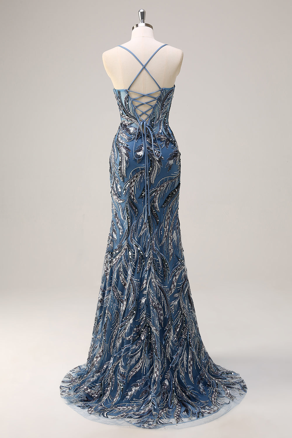 Zapakasa Women Sparkly Sage Floral Mermaid Beaded Prom Dress Sequined Spaghetti Straps Evening Dress with Slit Zapakasa Women Sparkly Sage Floral Mermaid Beaded Prom Dress Sequined Spaghetti Straps Evening Dress with Slit