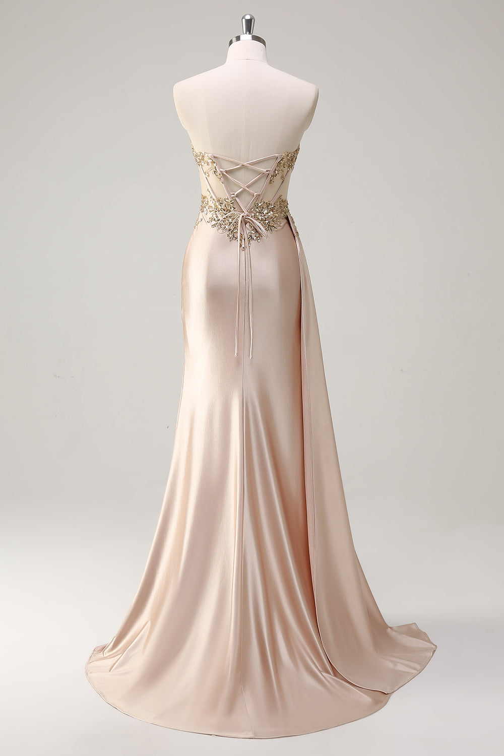 champagne satin mermaid dress Mermaid Champagne Elegant Unique Party Prom Dresses, Prom Dress PD107 bridalsew
