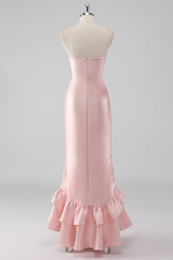Ruffled Slit Dress in Pink main image 1