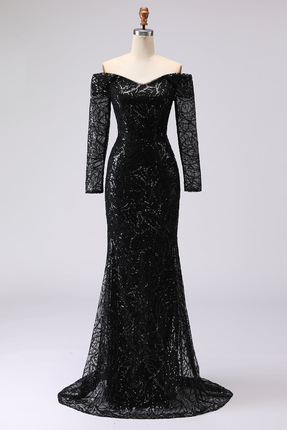 ZAPAKASA Women Black Formal Dress Mermaid Off The Shoulder Long Sleeves Mesh And Lace Long Black Tie Dress ZAPAKASA Women Black Formal Dress Mermaid Off The Shoulder Long Sleeves Mesh And Lace Long Black Tie Dress