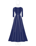 Sparkly A Line Sequin Long Sleeves Navy Long Mother of The Bride Dress