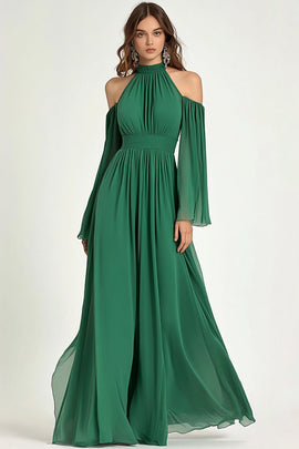 Zapakasa Women Green Halter Long Mother Of the Bride Dress with Cold Shoulder A Line Chiffon Wedding Guest Dress Zapakasa Women Green Halter Long Mother Of the Bride Dress with Cold Shoulder A Line Chiffon Wedding Guest Dress