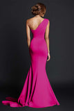 Khaki Mermaid One Shoulder Long Formal Dress