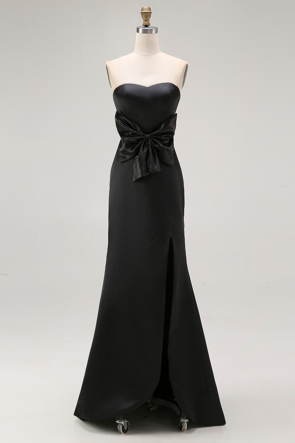 Strapless Mermaid Black Long Celebrity Dress with Slit