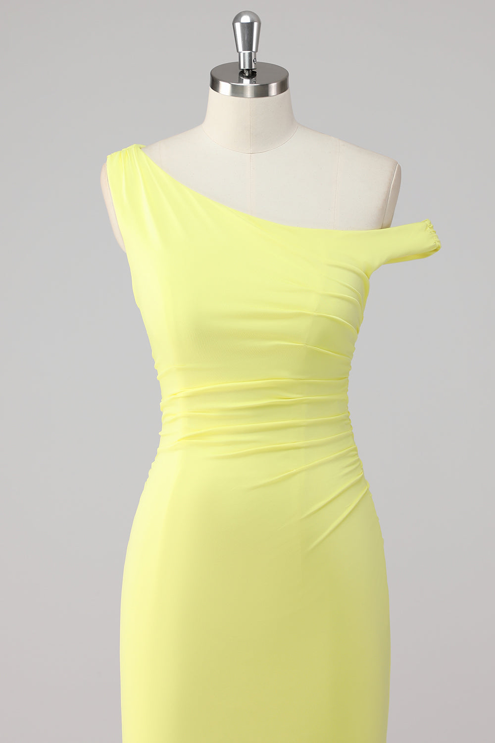Simple Mermaid One Shoulder Lemon Long Formal Dress