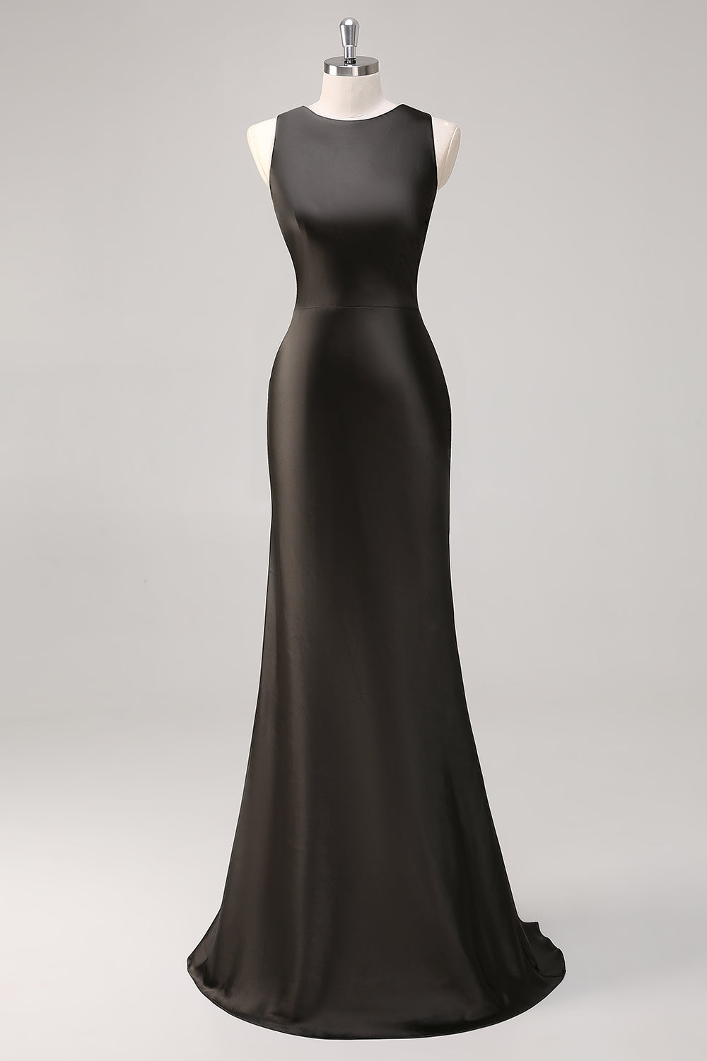 Scoop Dark Grey Sheath Sleeveless Long Formal Dress