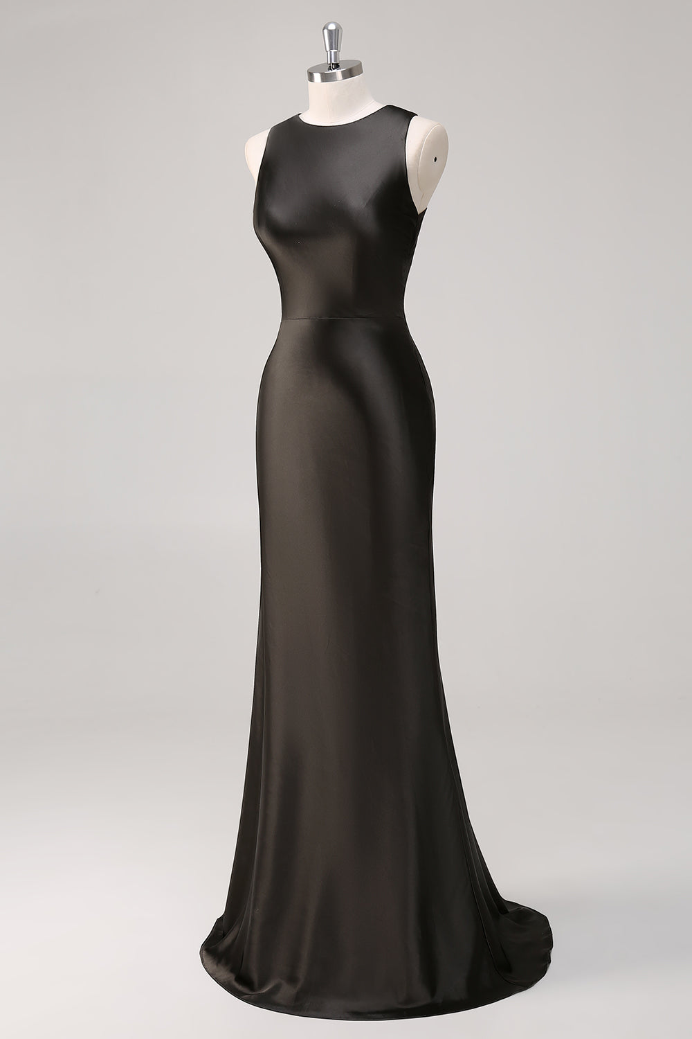 Scoop Dark Grey Sheath Sleeveless Long Formal Dress