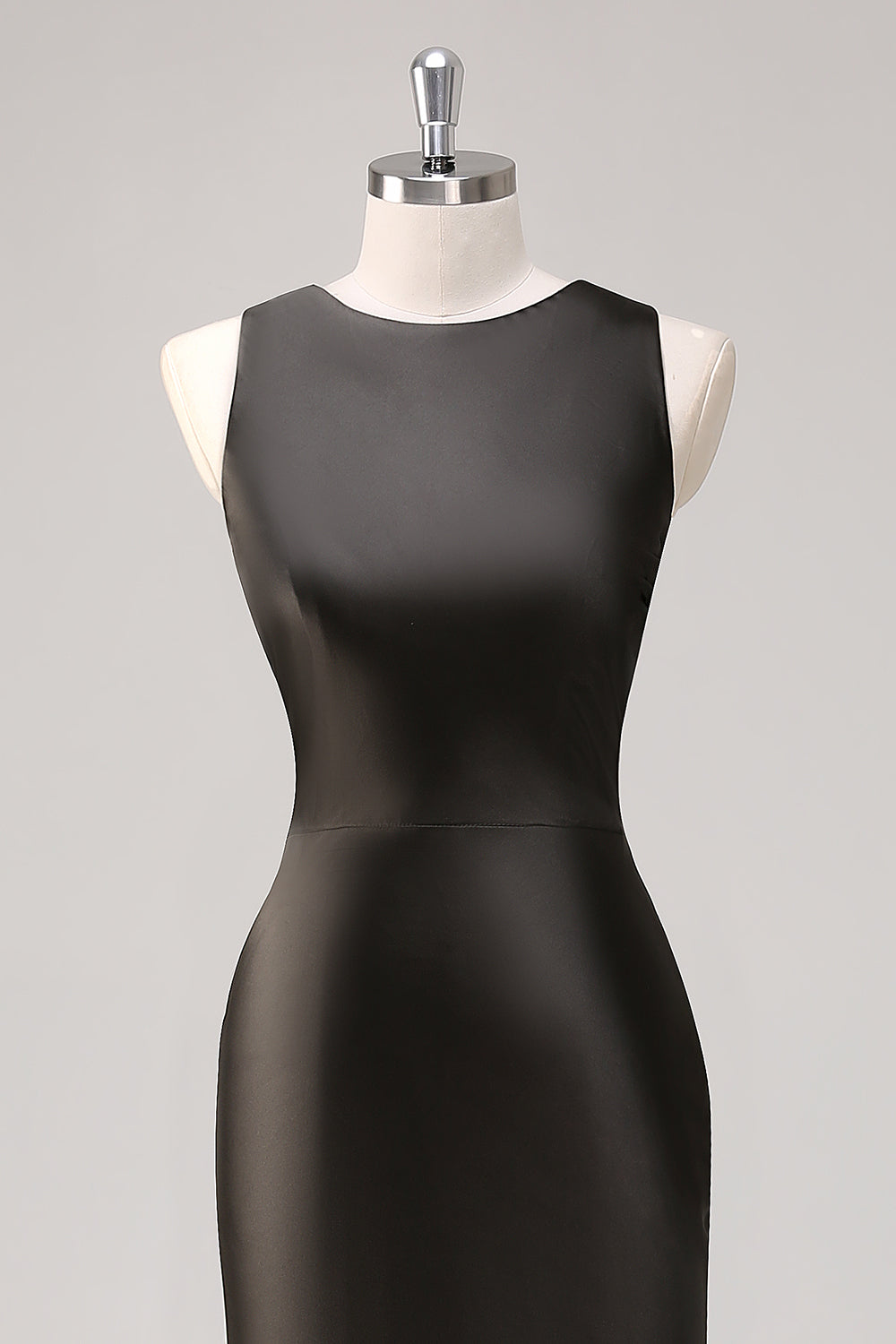 Scoop Dark Grey Sheath Sleeveless Long Formal Dress