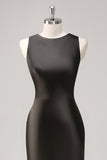 Scoop Dark Grey Sheath Sleeveless Long Formal Dress