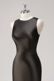 Scoop Dark Grey Sheath Sleeveless Long Formal Dress